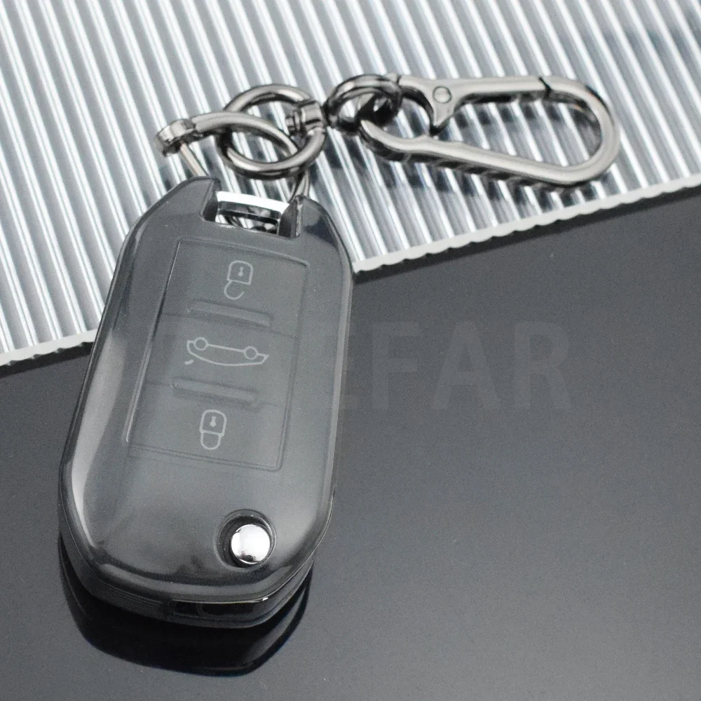 Transparent Car Key Case Full Cover Holder for Peugeot 3008 208 308 508 408 2008 307 4008 for Citroen C4 C4L CACTUS C3 C6 C8
