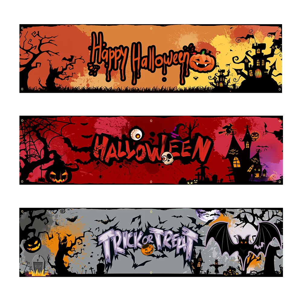 60*240 Happy Halloween Banner Halloween Party Signs Banner Decorations Giant Hallowmas Day Celebrate Supplies Fence Yard Porch