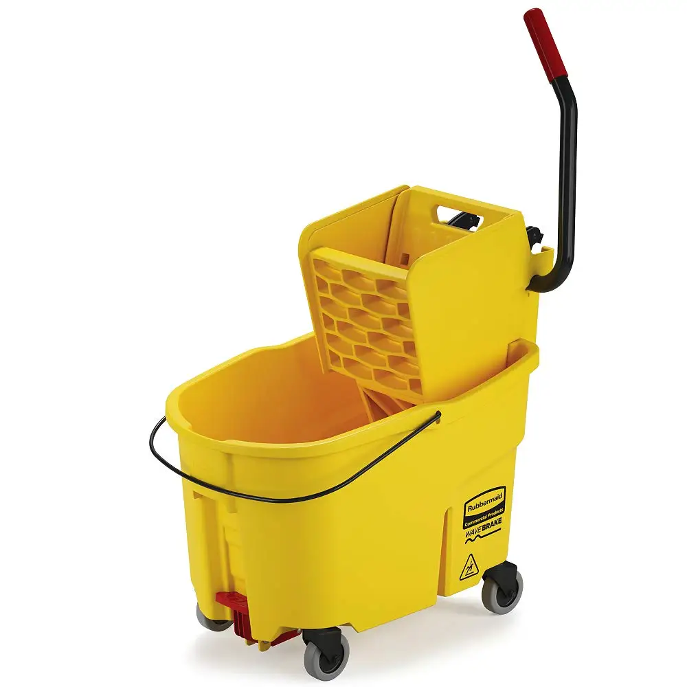 

WaveBrake 2.0® 44 QT Side-Press Mop Bucket and Wringer with Foot Drain, Yellow (FG618688YEL)