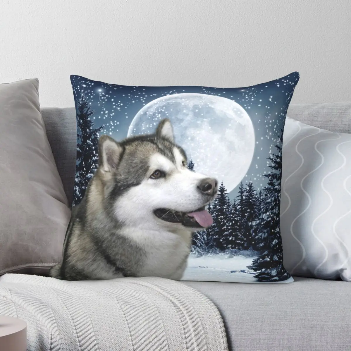 

Alaskan Malamute Pillowcase Polyester Linen Velvet Printed Zip Decor Pillow Case Home Cushion Case