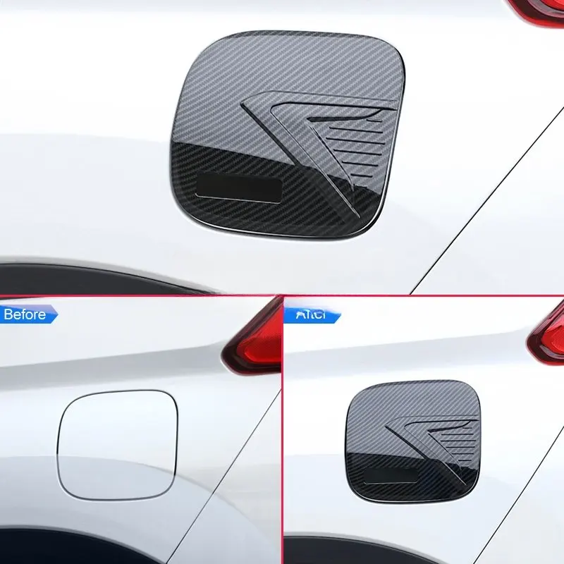 For Mitsubishi Eclipse Cross 2018-2025 Carbon Fiber Car Gas Fuel Tank Cap Oil Box Cover Trim Accessories