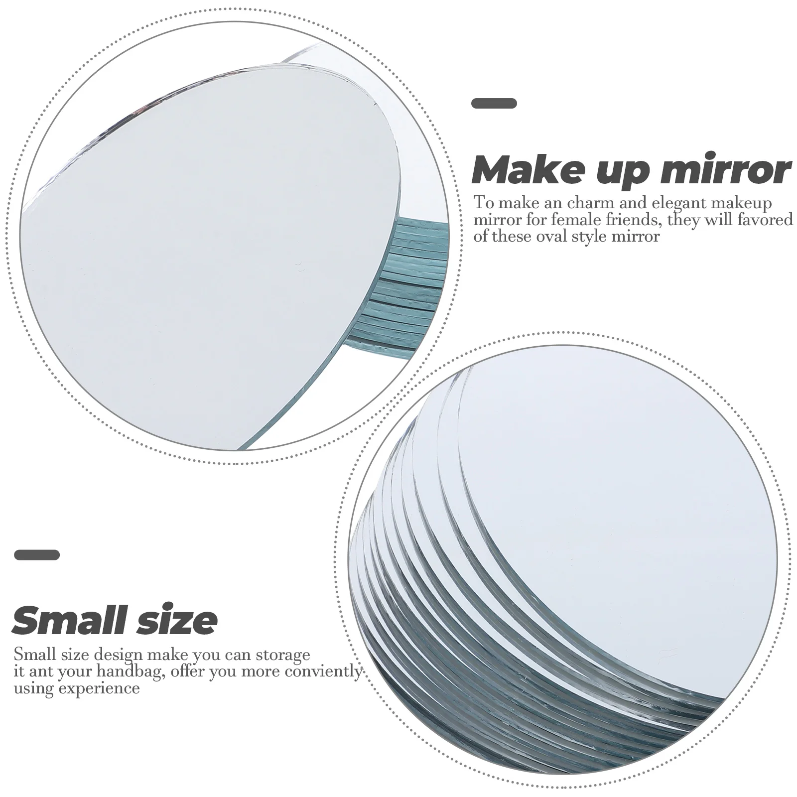 Unfinished Mirror Mini Mirrors Alloy Mirror Makeup Mirror Mini Oval Shape Unfinished Mirror Lens Makeup Vanity Craft