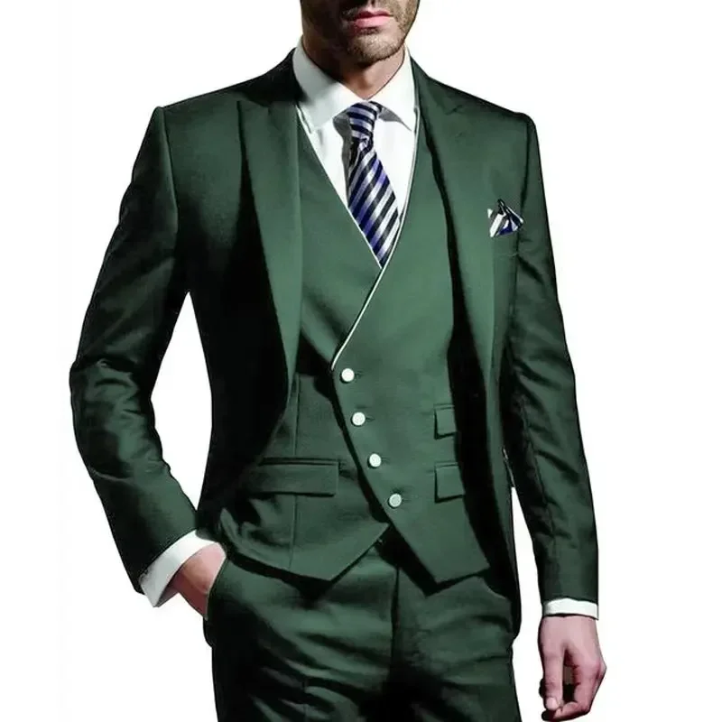 Men Costumes High Quality 2024 Blazer Vest And Pants 3 Pieces Business Ceremony Evening Dress Wedding Slim Fit Men\'s Suit Set