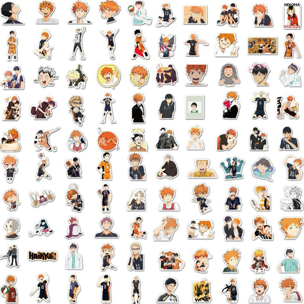 Haikyuu Anime clásico, 10/30/50/100 piezas, ¡! Pegatinas de dibujos animados Hinata Shoyo para niños, calcomanías DIY, juguete, diario, cuaderno, paquete de pegatinas para teléfono