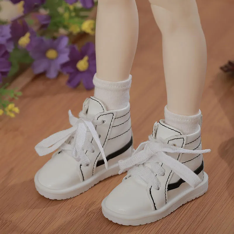 Handmade 1/4 Bjd Doll Board Shoes Canvas Shoes 6.9cm * 3cm Versatile Striped Small White Shoes Casual Sports Shoes For Boy Luts