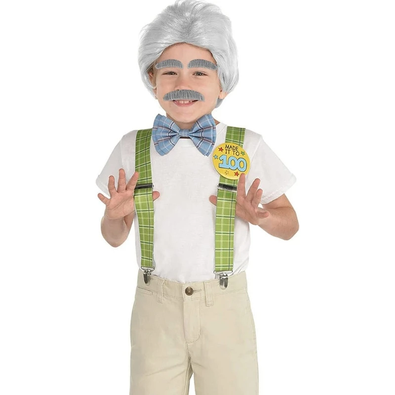 Stick-on Mustache and Eyebrows Set Old Man Dress Up Costume Prop for Halloween