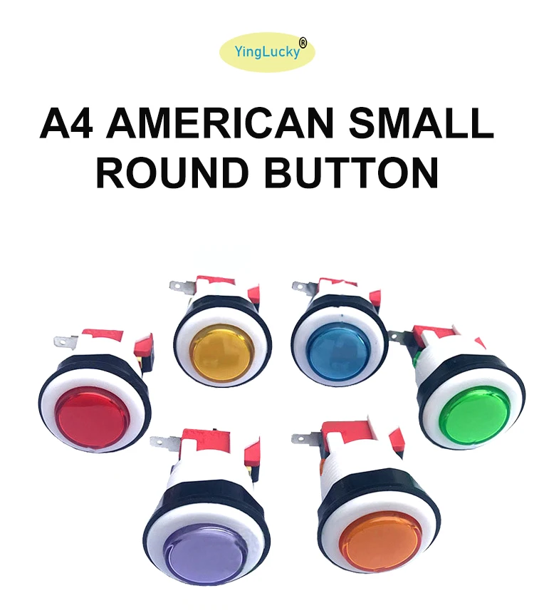 6pcs American Style Button Arcade Buttons  A4 Button with Micro Switch for Arcade Cabinet CLAW Machine DIY Entertainment Machine