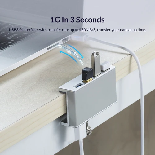 Imagen 2 del producto Estación de acoplamiento estilo Clip de 6 puertos USB 3,0 Hubs transmisión de 5Gbps estación de acoplamiento USB C divisor USB para PC portátil Macbook