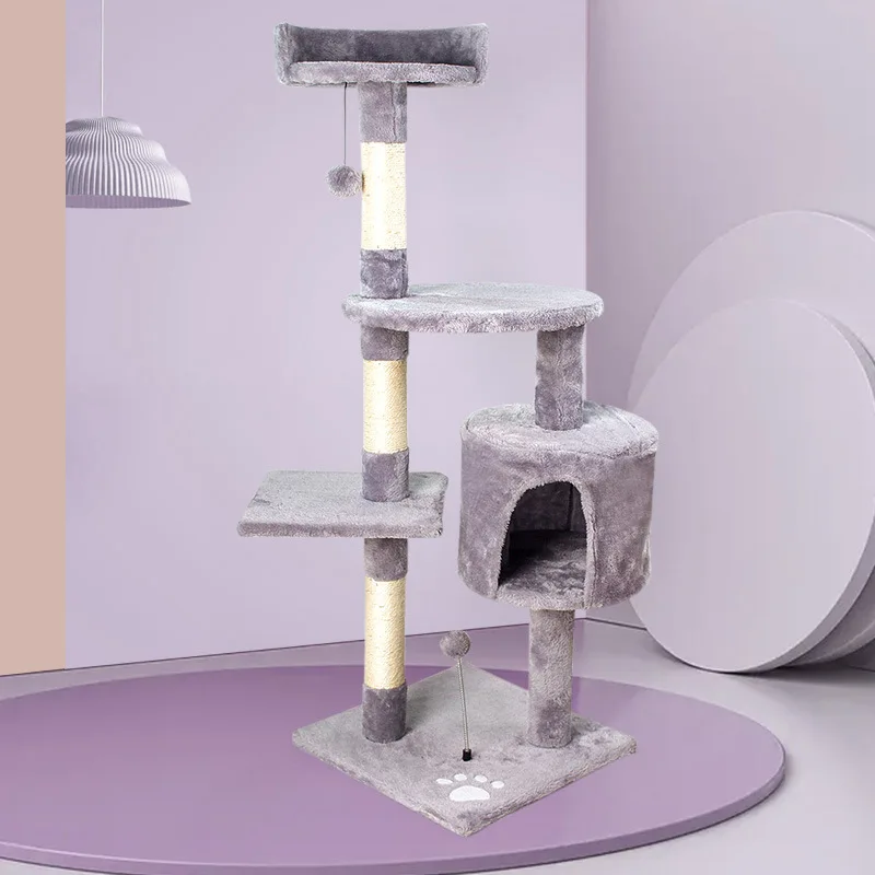 

Luxury Modern Indoor Cat Tree Tower With Sisal Wood Scratcher Multi Level Platform For Playing And Relaxing