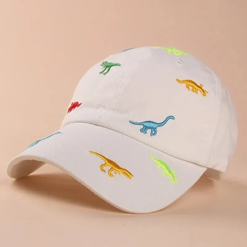 Summer Kids Baseball Cap Outdoor Adjustable Infant Boy Girls Sun Hats Cartoon Dinosaur Embroidery Baby Cap