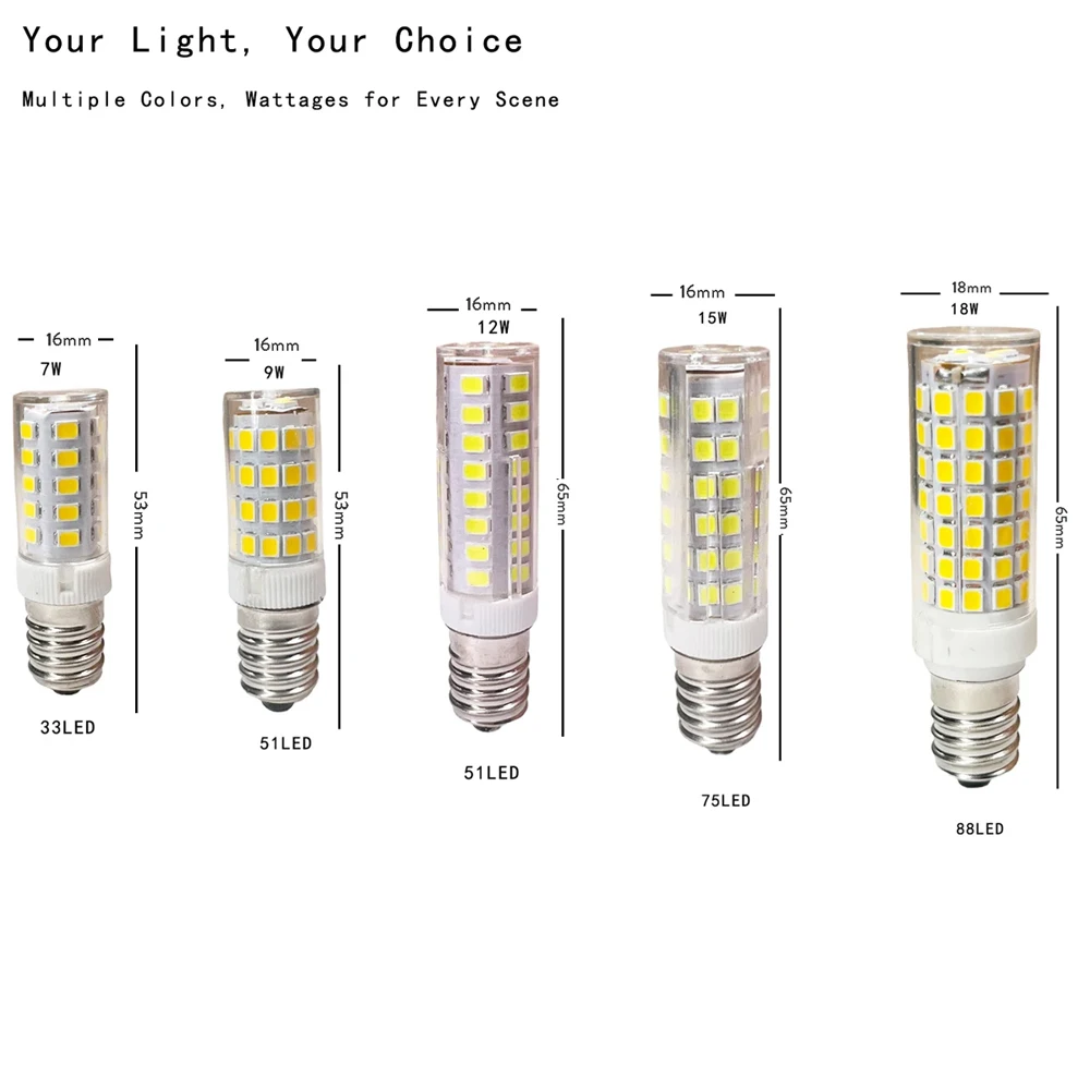 Mini E14 7W 9W 12W 15W 18WLED Corn Light Bulbs Ceramic Lighting Replace Halogen Lamps Home Chandelier Decoration Bedroom