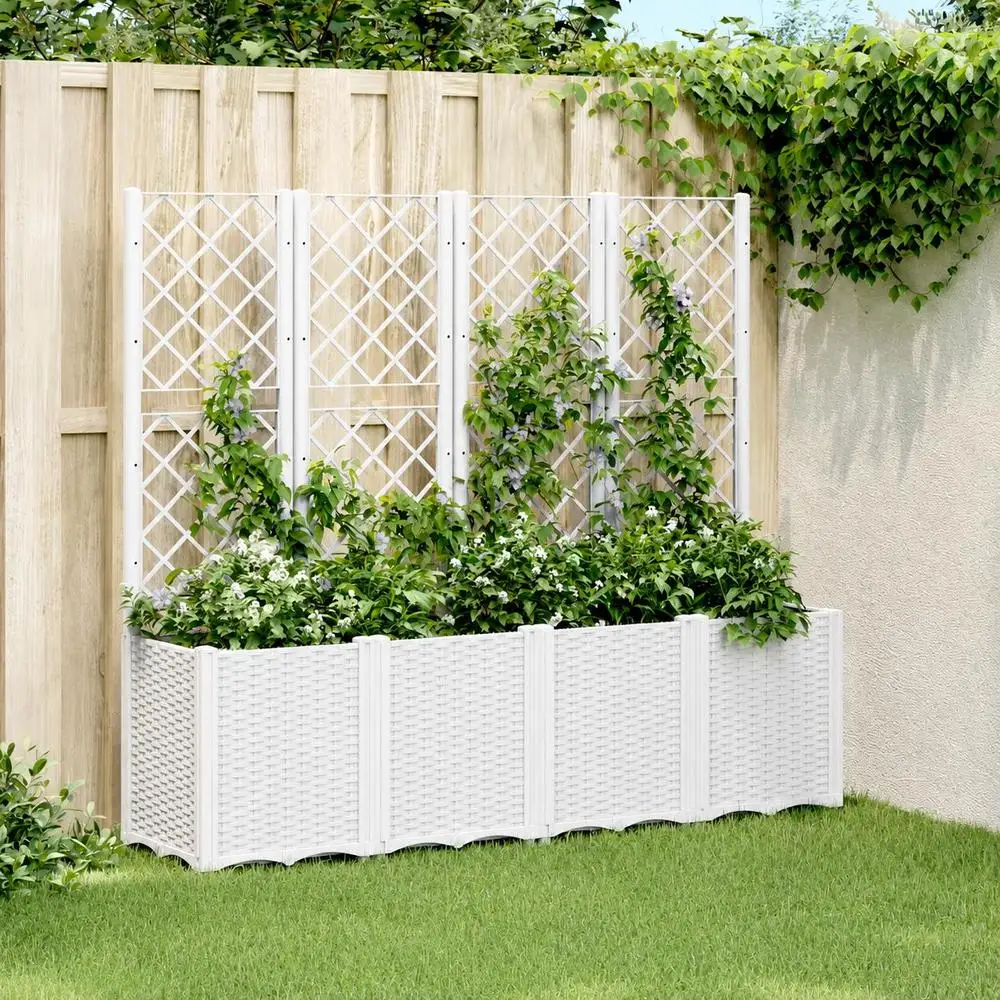 Jardinière surélevée 160x40x140 cm. Fabriqué en matériau PP avec un robuste cadre métallique, il facilite la croissance et l'escalade des plantes tout en protégeant les plantes des insectes, des oiseaux et des petits animaux.