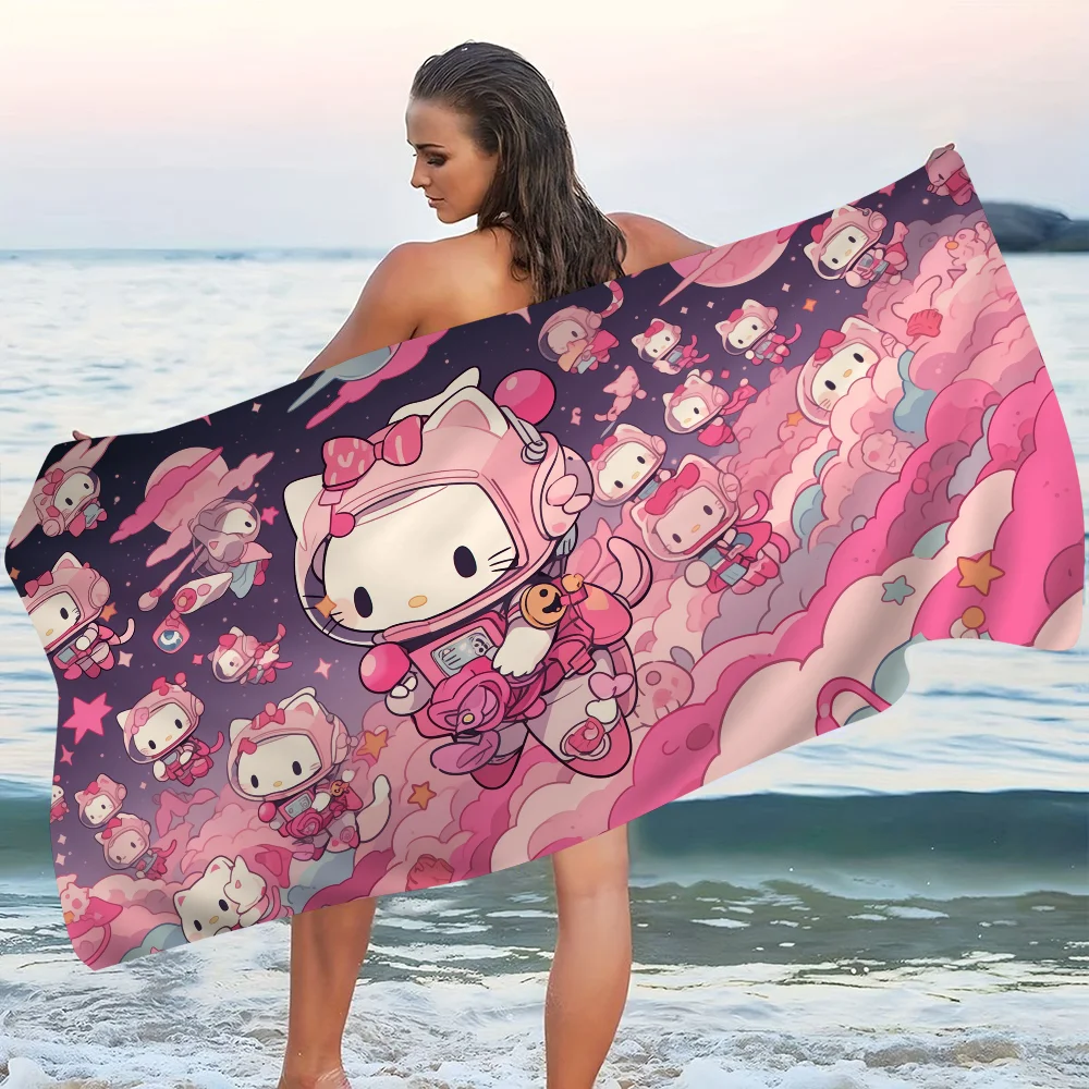 H-Hello K-Kitty أنيمي الشاطئ منشفة السباحة لينة ماصة منشفة هدايا الأطفال للأطفال السفر التخييم الصالة الرياضية