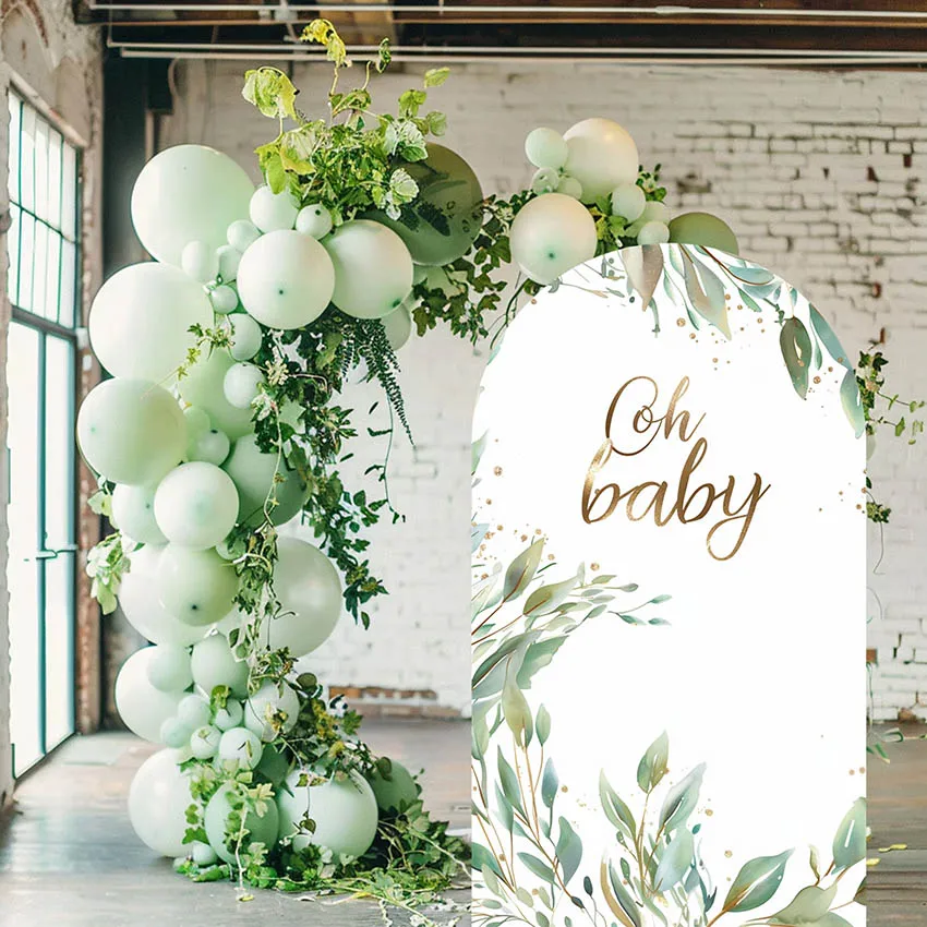 Mehofond مخصص 2-الجانب أوه الطفل أوراق الأوكالبتوس الاطفال حفلة عيد ميلاد استحمام الطفل يغطي كيارا قوس خلفية ديكور خلفية