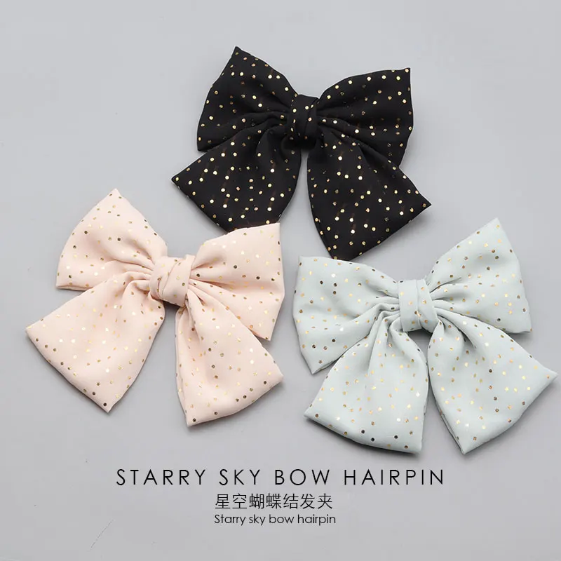 Fabric Bronzing Starry Sky Big Bows Hair Pin Hair Clips For Girls Women Hair Accessories Fashion Korean Hair Clip Accessories