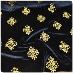 Embroidery Embroidered Gold Velvet Fabric Autumn Winter for Dress Cloth Per Meter Sewing Handmade Diy Rayon Polyester Material