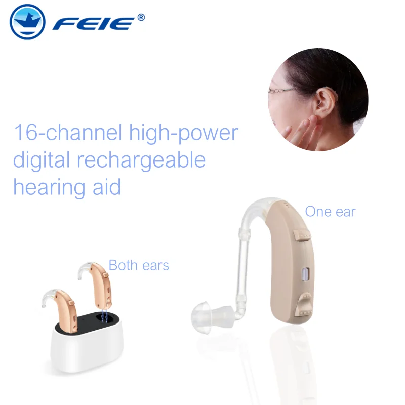 2024 NEW 16 channels Digital Rechargeable Hearing Aids for Seniors RIC Hearing Aid for People with Mild Moderate Hearing Losse