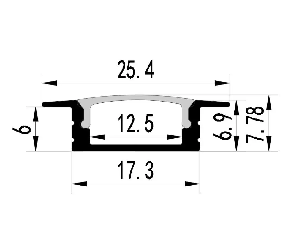 Imagem -03 - Alumínio Extrusão Canal com Difusor Led Strip Light Perfil de Alumínio Recesso 1m