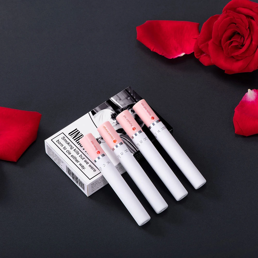 4 Colors Cigarette Lipstick Set Matte Lip Gloss Long Lasting Lip Glaze Waterproof Lip Stick Tube Nude Lip Tint Makeup Cosmetics
