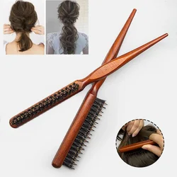 Peigne à cheveux moelleux avec manche en bois, 3 rangées, peignes en poils de sanglier, brosses à dos TJavier, outils de coiffure