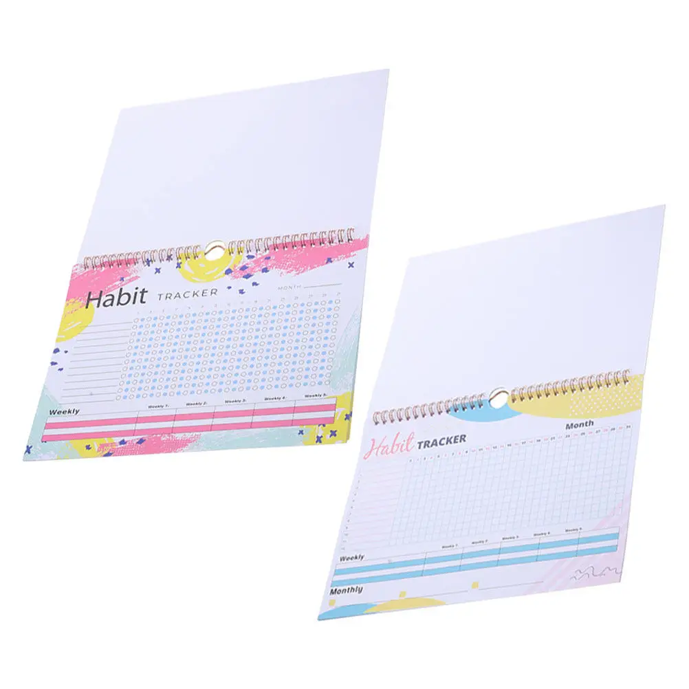 

2Pcs Undated Multifunctional Habit Tracker Planner Goal Tracker Sleep Workout Journal Daily Task Organizer Wall Friendly Layout