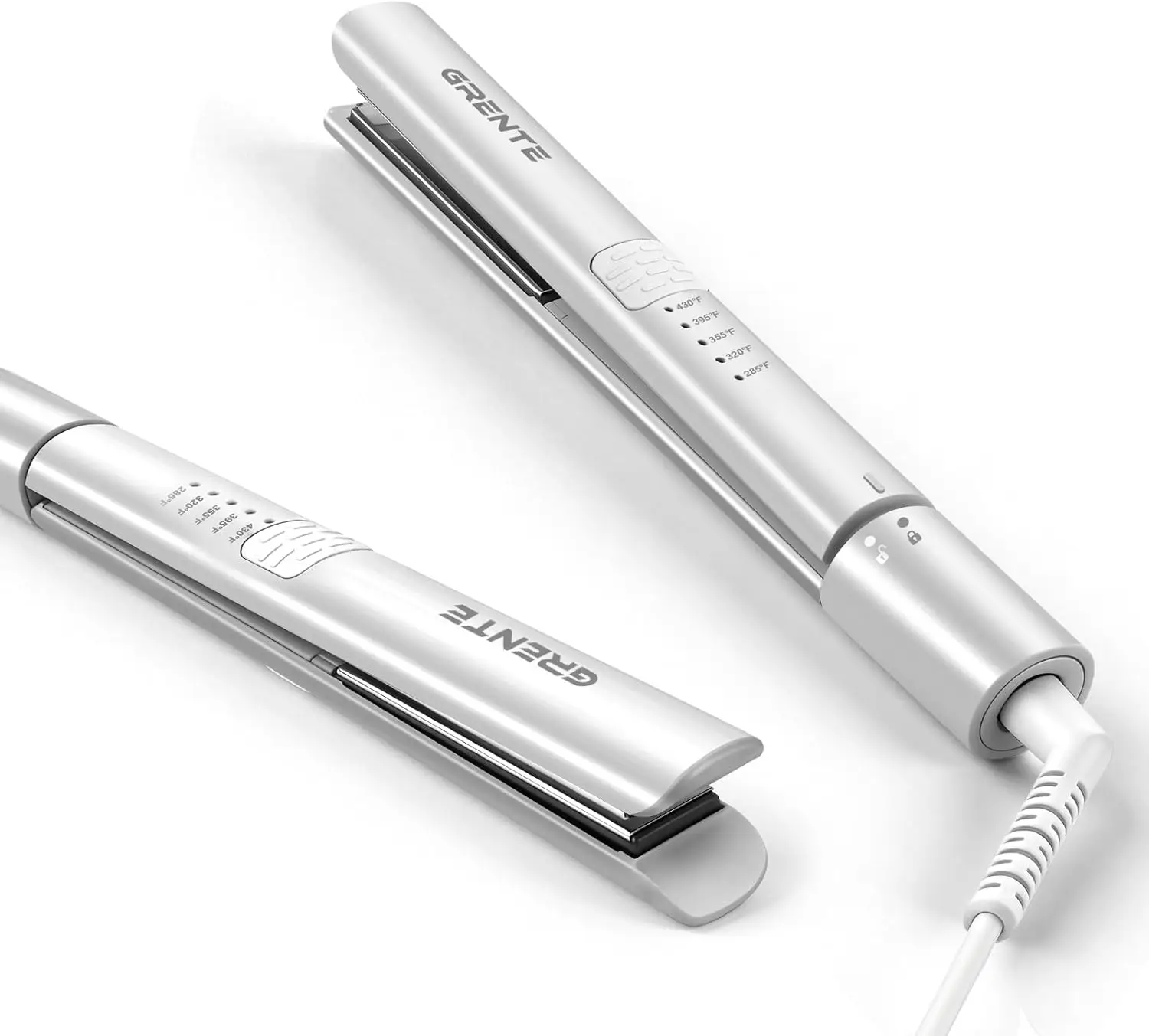 2-in-1 Titanium Flat Iron: Straighten & Curl, Fast Heating, 5 Temps, Dual Voltage, Auto Shut-Off
