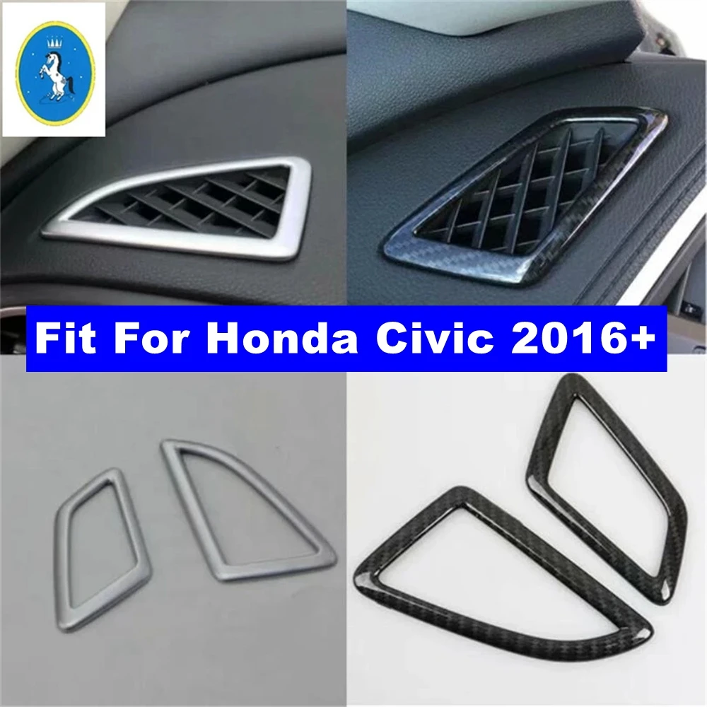 

Car Side AC Air Conditioning Vent Outlet Decor Cover Trim For Honda Civic 2016 - 2020 Carbon Fiber Look ABS Interior Accessories