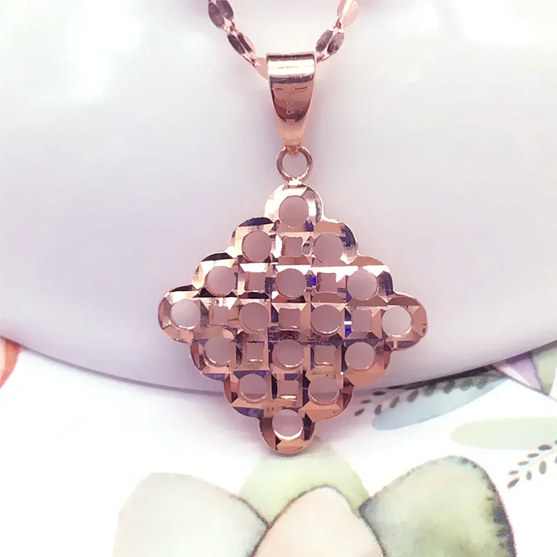 Classics Jewellery Women Copper Plated Rose Gold Rhombus Hollow Necklaces Chinese Style Party Fashion Wedding Gift