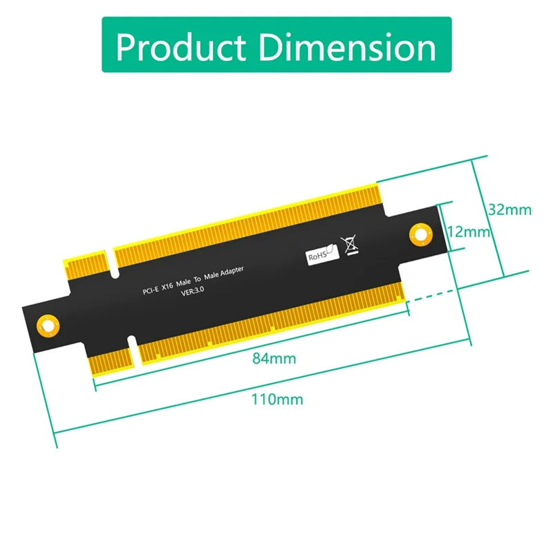 A19E-PCI Express 3.0 16X Male To Male Adapter Connector Riser Converter PCI-E X16 To PCE-E X16 Extend PCB Board Design