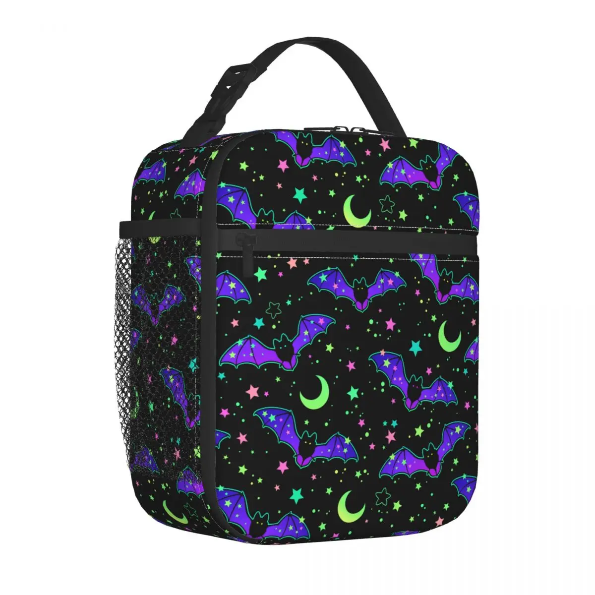 Bat Halloween Insulated Lunch Bag Portable Bright Stars Lunch Container Cooler Bag Tote Lunch Box Beach Picnic Food Handbags