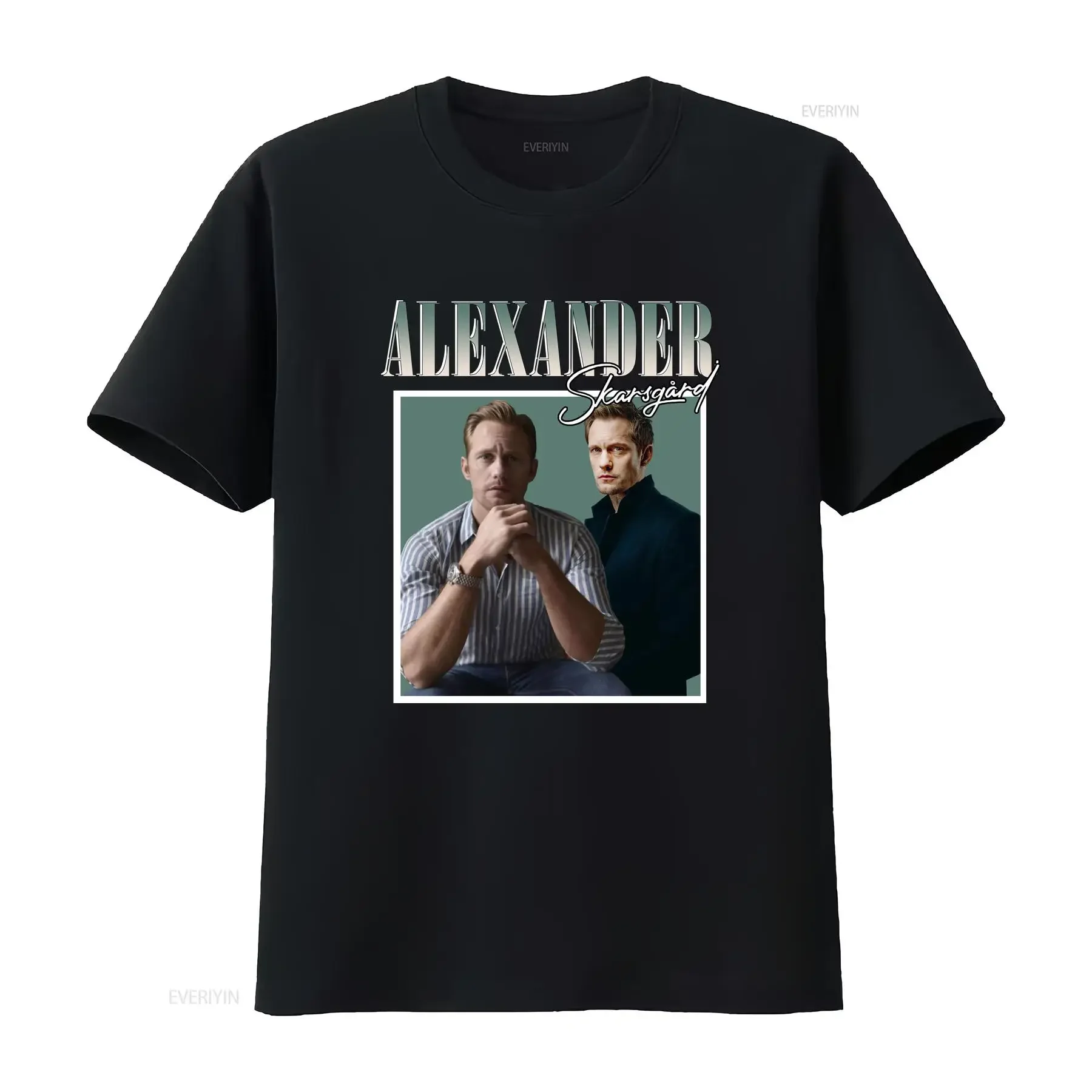 Alexander Skarsgard Retro Vintage T-Shirt für Herren, Vintage-Waschung, weich, Unisex, leicht modisch, Oberteil für den Alltag