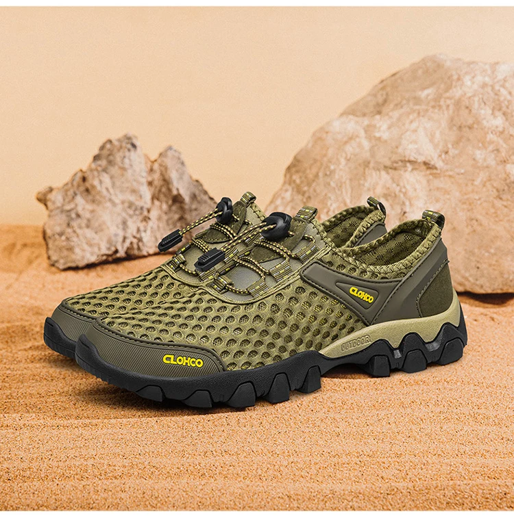 CLOHOO Mesh Shoes Thick Rubber Sole Handmade Cold Glue Casual Outdoor Sports Men's Shoes Breathable Comfortable Summer Sandals