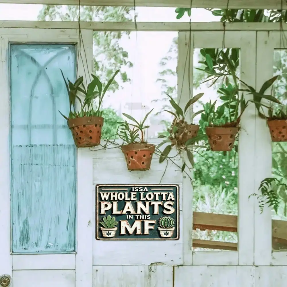 علامة معدنية عتيقة غريبة الأطوار مقاس 8 × 12 بوصة "نباتات لوتا كاملة ISSA في هذه MF" - ديكور ممتع للمنزل/المطبخ/البار/الحديقة/المكبينة/المزرعة