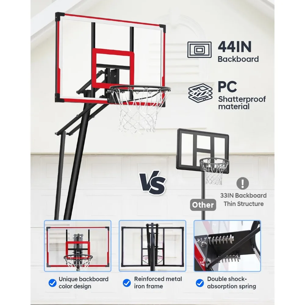 Aro de baloncesto ajustable para niños y adolescentes, 3,3 a 10 pies, tablero inastillable de 40 pulgadas, portería portátil
