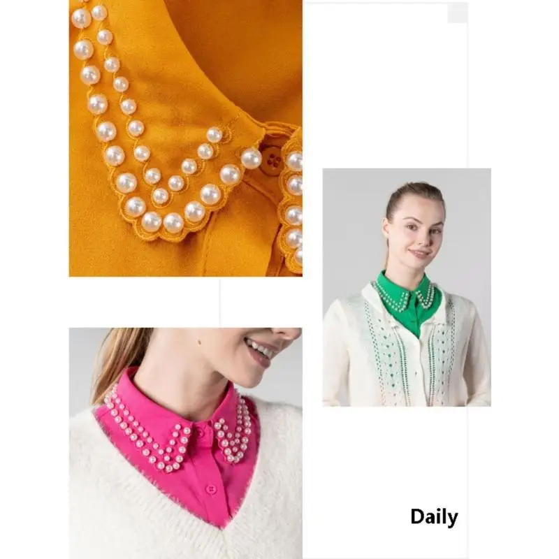 39bb-スタイリッシュな二列ビーズパールの取り外し可能な首輪は、さまざまな機会のためにデザインされています。