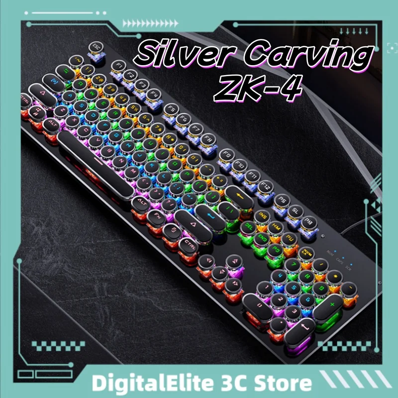 Zk-4 Summoner Mechanical Keyboard Retro Punk Wind Hot Plug Swap Axis Running Horse Light Effect Anti Interference Magnetic Ring