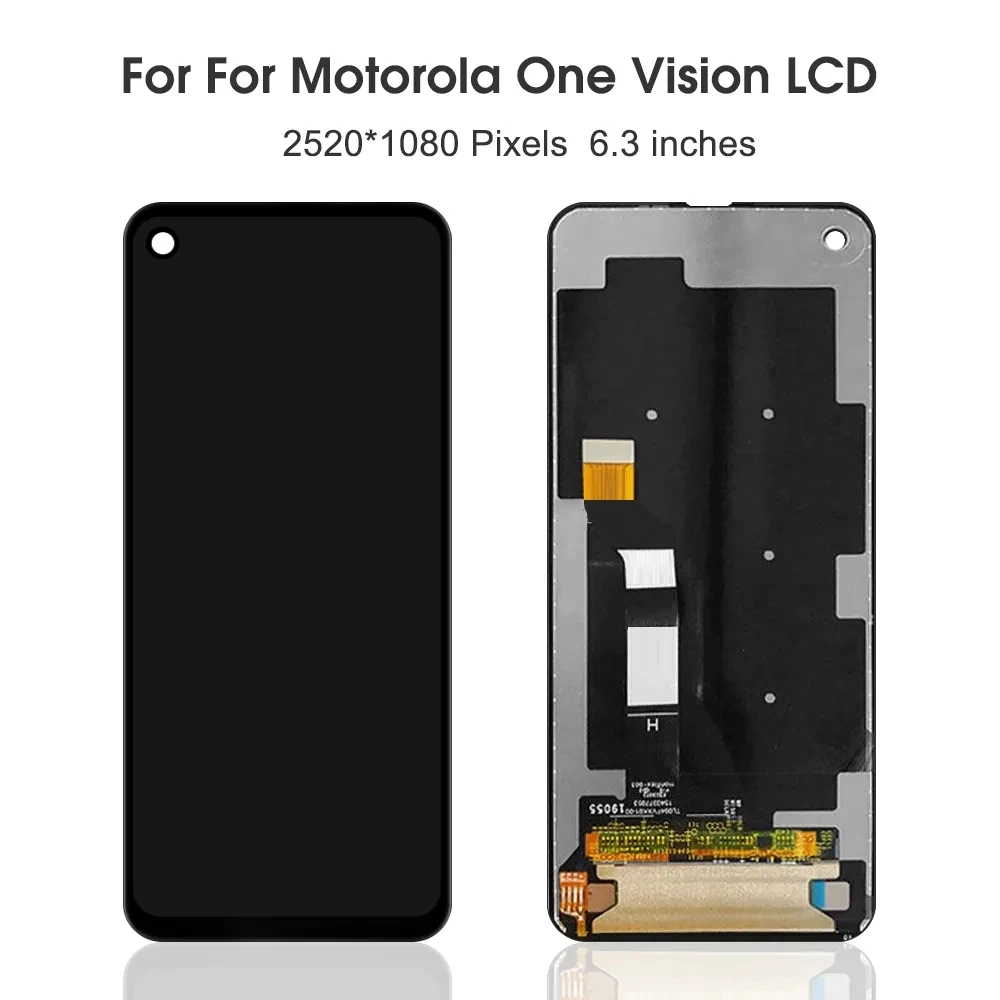 Tested AMOLED 6.3 inches LCD screen For Moto One Vision, touch digitizer component For P50 XT1970 One Action XT2013