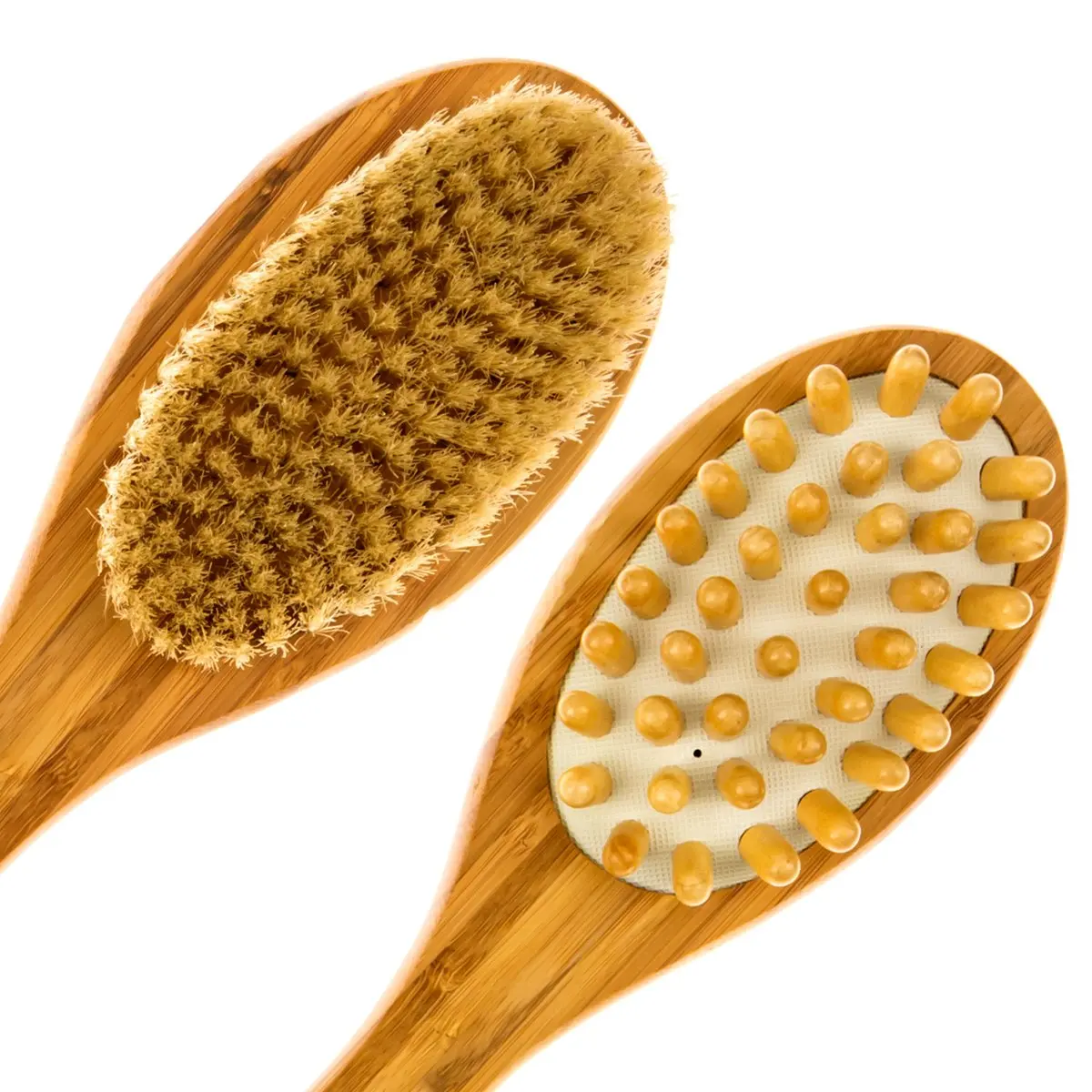 Bath Blossom Bamboo Body Brush for Back Scrubber Natural Bristles Shower Brush with Long Handle Dry Brushing