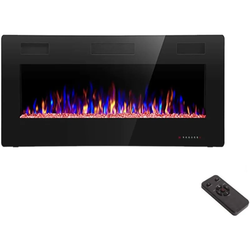 R.W.FLAME 36 inch Recessed and Wall Mounted Electric Fireplace Ultra Thin ad Low Noise Fit  2 x 4 and 2 x 6 Stud Remote Control