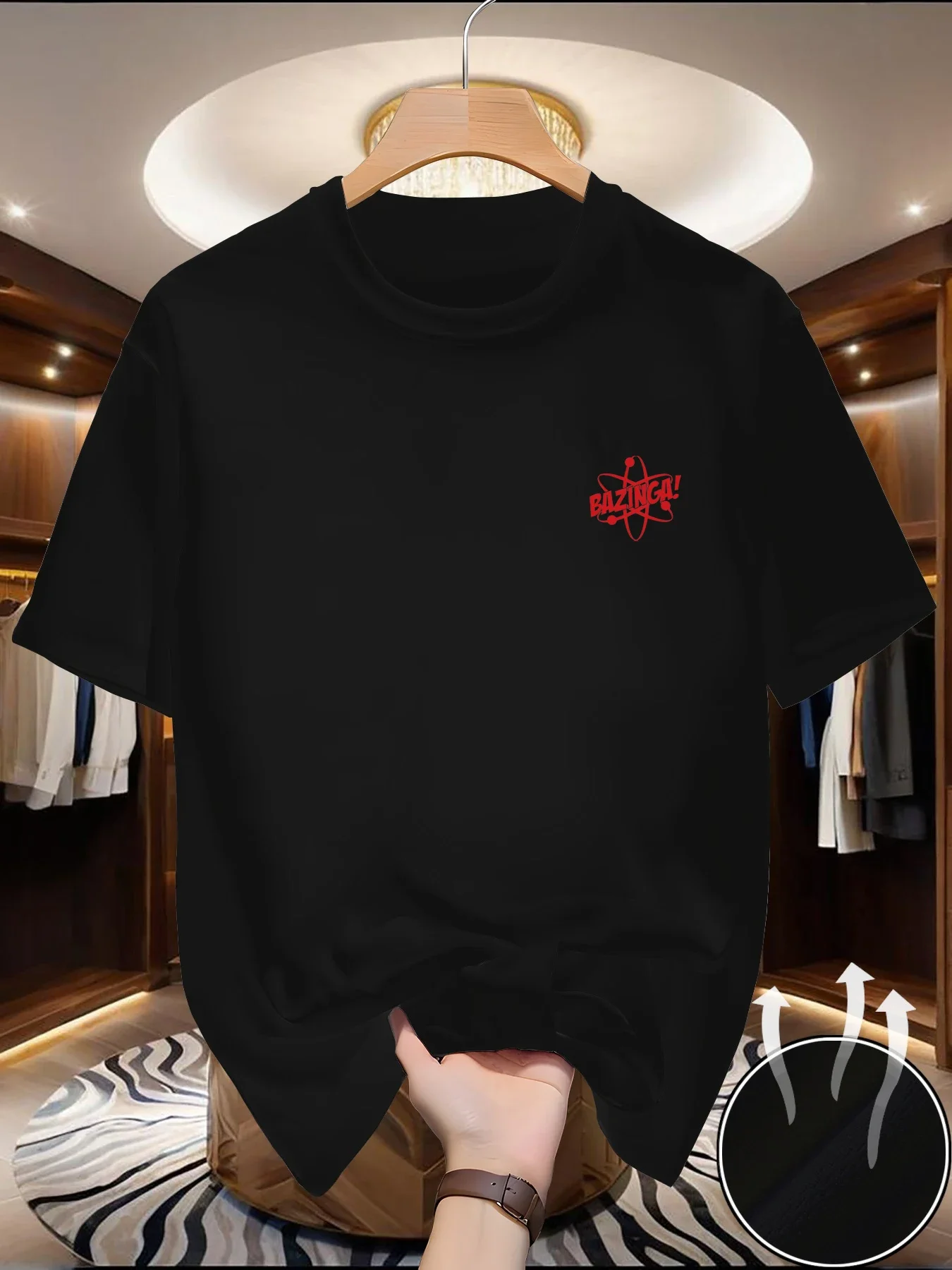 Small-scale design, simple and fashionable T-shirt, cool and breathable in summer, men's round-neck short-sleeved shirt