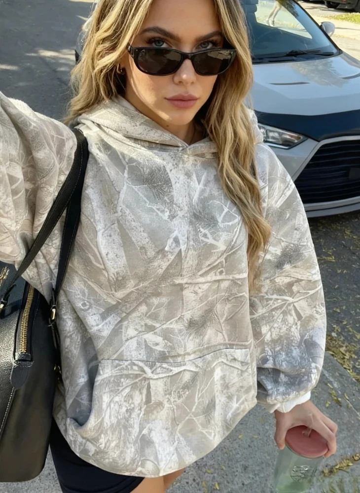 الملابس الغابة مابل فرع نمط سترة فضفاضة عادية كم طويل كنزة قطيفة الشارع الشهير موضة عادية #1