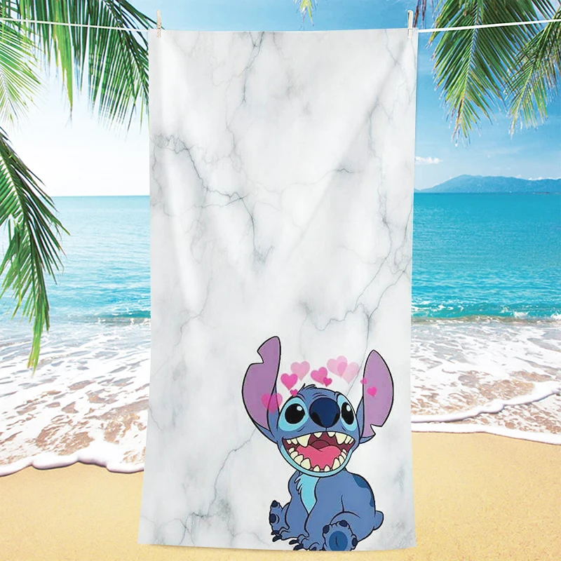 Beach Towel with Cute Stitch Pattern for Children and Adults, Microfiber Material, Soft and Comfortable Hotel Bathroom Towel