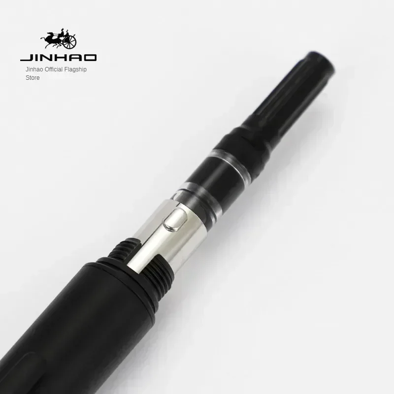 Jinhao 10 imprensa caneta tinteiro retrátil metal fosco preto ef f escrita caneta de tinta com conversor escola material de escritório papelaria