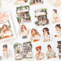 15pcs/lot White Lovers Supplies Laser White Kraft Stickers Days Girl Characters Journaling Handbook Decoration Stationery Crafts