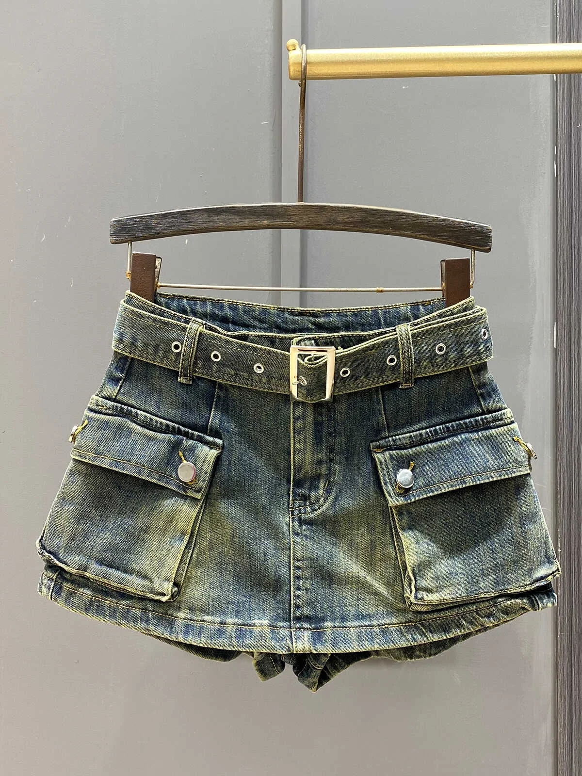 

High Waist A-Line Skirt orts Women's Casual Denim Anti-Light Autumn Versatile Slimming Hot Pants Workwear Sle