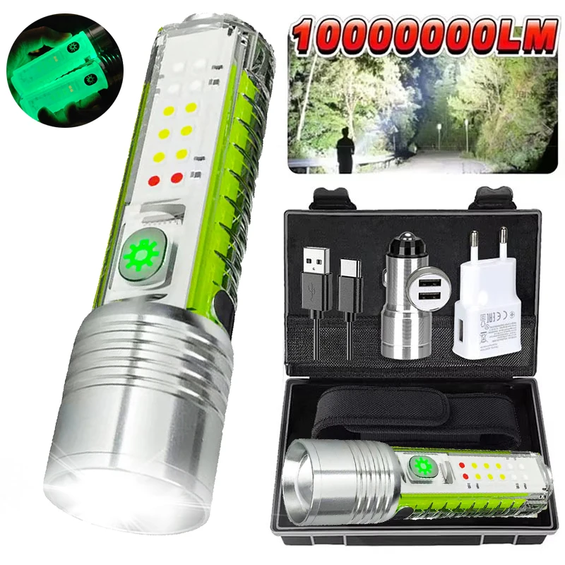 Linterna LED portátil con llavero con imán, minilinterna recargable superbrillante con luz lateral blanca/roja/azul/verde