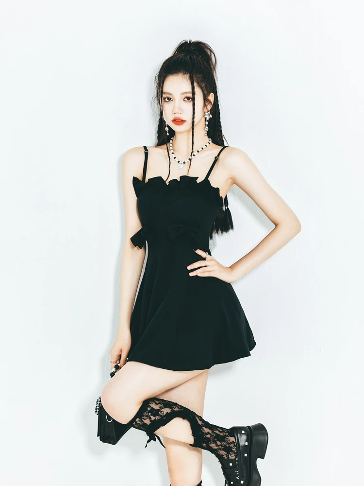 

Original Youth Qi Conservative Pure Desire Slimming Cover-Up Student One-Piece Swimsuit Casual No-Sleeve Skirt-Style Swimwear