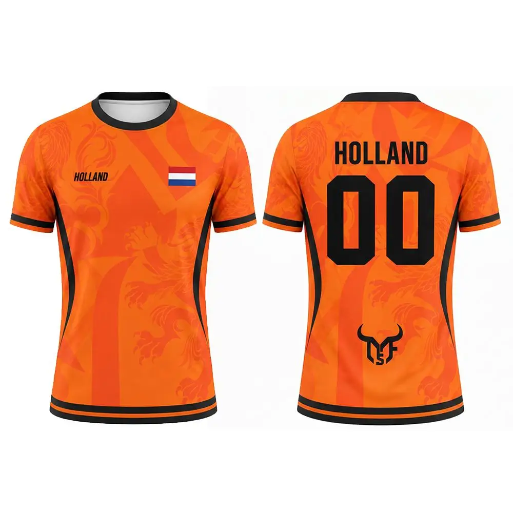 T-Shirt mit niederländischer Flagge, bedruckt, Sommer, neues, atmungsaktives T-Shirt für Outdoor-Sportarten, lässiges Sport-Trainings-Fußball-T-Shirt für Herren und Damen – Detail 3