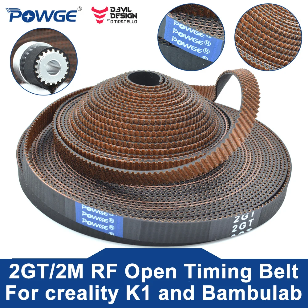 

POWGE 2GT 2M RF Open Timing belt width 7.7mm Rubber Low dust Vibration by omranello D3vil Design for Creality K1 & BambuLab