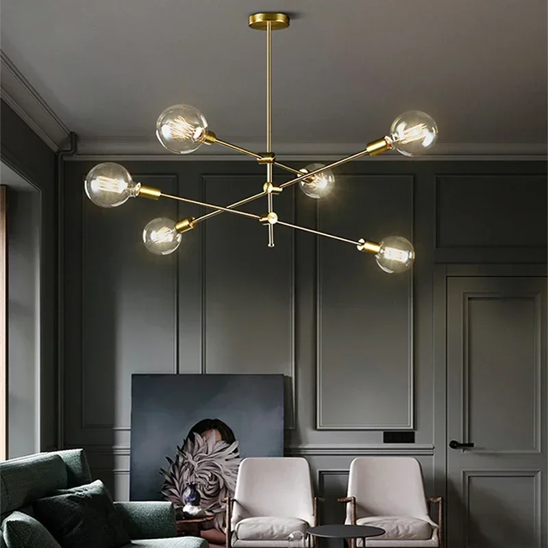 Home Chandelier Modern LED Long Pole Design Hanging Lamps for Living Room Kitchen Restaurant - Energy Efficient Lighting Decor